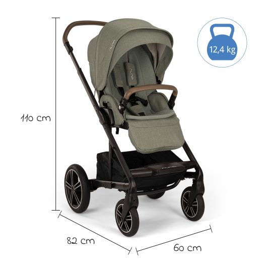 Nuna Buggy & pushchair MIXX next up to 22 kg with magnetic harness fastener, convertible all-weather seat, height-adjustable push bar, integrated privacy screen incl. adapter, knee cover & rain cover - Pine