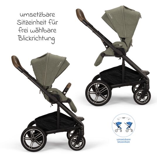 Nuna Buggy & pushchair MIXX next up to 22 kg with magnetic harness fastener, convertible all-weather seat, height-adjustable push bar, integrated privacy screen incl. adapter, knee cover & rain cover - Pine