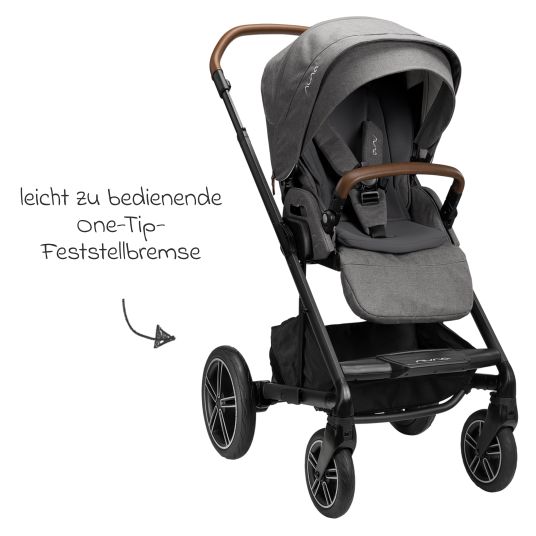 Nuna Buggy & pushchair MIXX next with reclining function, convertible all-weather seat, telescopic pushchair incl. leg cover, adapter & rain cover - Granite