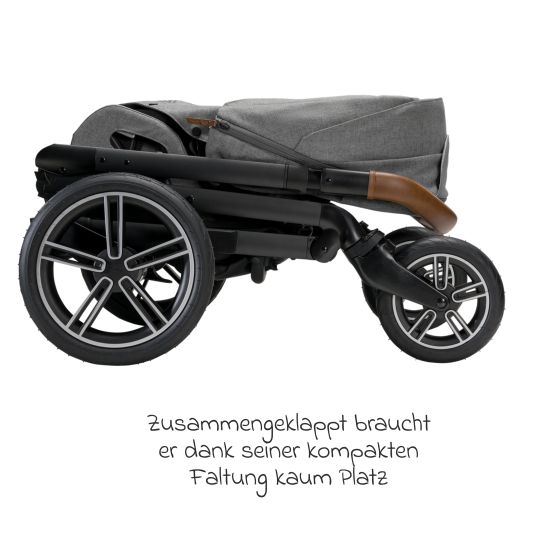 Nuna Buggy & pushchair MIXX next with reclining function, convertible all-weather seat, telescopic pushchair incl. leg cover, adapter & rain cover - Granite