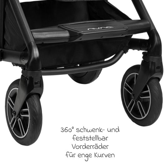 Nuna Buggy & pushchair MIXX next with reclining function, convertible all-weather seat, telescopic push bar incl. leg cover, adapter & rain cover - Riveted