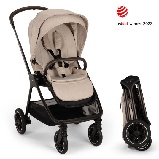 Nuna Buggy & pushchair TRIV next up to 22 kg with magnetic belt buckle, convertible all-weather seat, height-adjustable push bar - only 8.9 kg incl. adapter & rain cover - Biscotti