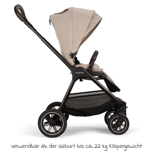 Nuna Buggy & pushchair TRIV next up to 22 kg with magnetic belt buckle, convertible all-weather seat, height-adjustable push bar - only 8.9 kg incl. adapter & rain cover - Biscotti