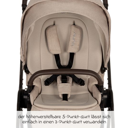 Nuna Buggy & pushchair TRIV next up to 22 kg with magnetic belt buckle, convertible all-weather seat, height-adjustable push bar - only 8.9 kg incl. adapter & rain cover - Biscotti