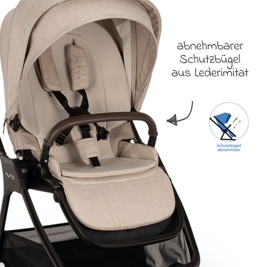 Nuna Buggy & pushchair TRIV next up to 22 kg with magnetic belt buckle, convertible all-weather seat, height-adjustable push bar - only 8.9 kg incl. adapter & rain cover - Biscotti