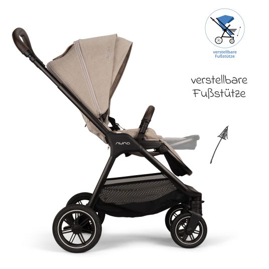 Nuna Buggy & pushchair TRIV next up to 22 kg with magnetic belt buckle, convertible all-weather seat, height-adjustable push bar - only 8.9 kg incl. adapter & rain cover - Biscotti