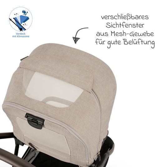 Nuna Buggy & pushchair TRIV next up to 22 kg with magnetic belt buckle, convertible all-weather seat, height-adjustable push bar - only 8.9 kg incl. adapter & rain cover - Biscotti