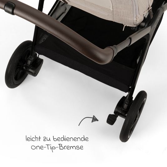 Nuna Buggy & pushchair TRIV next up to 22 kg with magnetic belt buckle, convertible all-weather seat, height-adjustable push bar - only 8.9 kg incl. adapter & rain cover - Biscotti