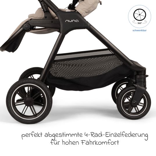 Nuna Buggy & pushchair TRIV next up to 22 kg with magnetic belt buckle, convertible all-weather seat, height-adjustable push bar - only 8.9 kg incl. adapter & rain cover - Biscotti