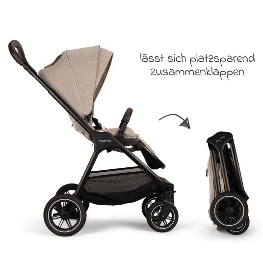 Nuna Buggy & pushchair TRIV next up to 22 kg with magnetic belt buckle, convertible all-weather seat, height-adjustable push bar - only 8.9 kg incl. adapter & rain cover - Biscotti