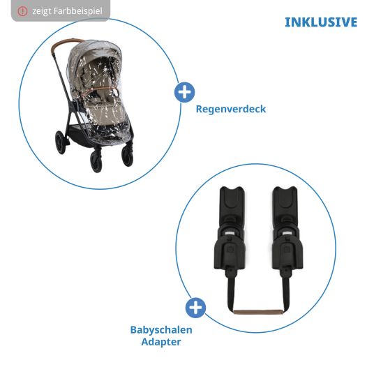 Nuna Buggy & pushchair TRIV next up to 22 kg with magnetic belt buckle, convertible all-weather seat, height-adjustable push bar - only 8.9 kg incl. adapter & rain cover - Biscotti