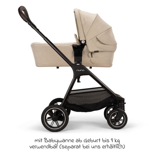 Nuna Buggy & pushchair TRIV next up to 22 kg with magnetic belt buckle, convertible all-weather seat, height-adjustable push bar - only 8.9 kg incl. adapter & rain cover - Biscotti