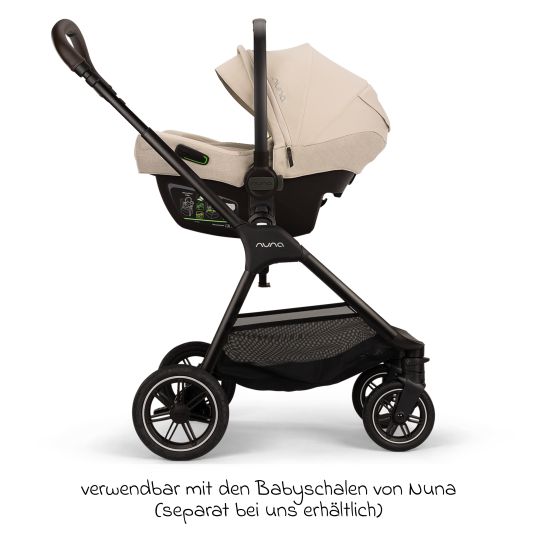 Nuna Buggy & pushchair TRIV next up to 22 kg with magnetic belt buckle, convertible all-weather seat, height-adjustable push bar - only 8.9 kg incl. adapter & rain cover - Biscotti