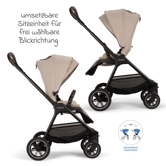 Nuna Buggy & pushchair TRIV next up to 22 kg with magnetic belt buckle, convertible all-weather seat, height-adjustable push bar - only 8.9 kg incl. adapter & rain cover - Biscotti