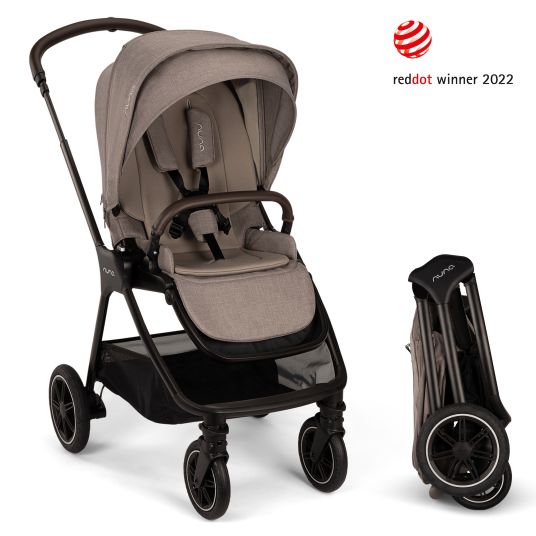 Nuna Buggy & pushchair TRIV next up to 22 kg with magnetic belt buckle, convertible all-weather seat, height-adjustable push bar - only 8.9 kg incl. adapter & rain cover - Cedar