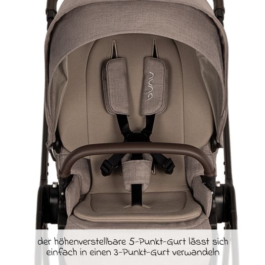 Nuna Buggy & pushchair TRIV next up to 22 kg with magnetic belt buckle, convertible all-weather seat, height-adjustable push bar - only 8.9 kg incl. adapter & rain cover - Cedar