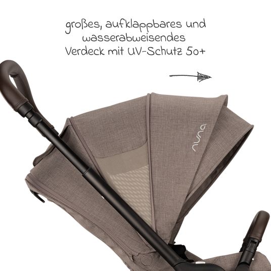 Nuna Buggy & Sportwagen TRIV next bis 22 kg mit magnetischem Gurtverschluss, umsetzbarem Allwettersitz, höhenverstellbarem Schieber - nur 8,9 kg schwer inkl. Adapter & Regenschutz - Cedar