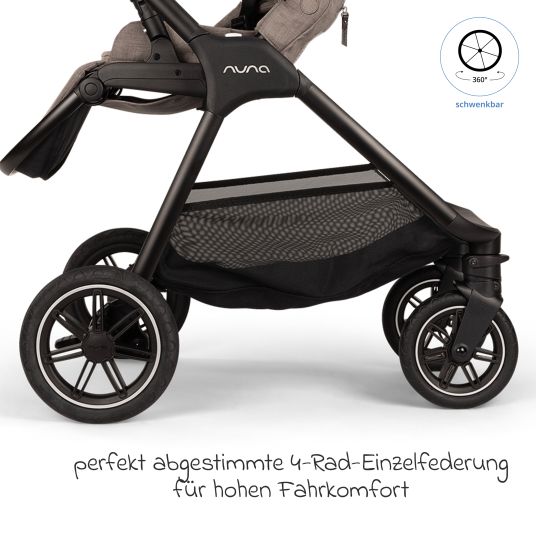 Nuna Buggy & pushchair TRIV next up to 22 kg with magnetic belt buckle, convertible all-weather seat, height-adjustable push bar - only 8.9 kg incl. adapter & rain cover - Cedar