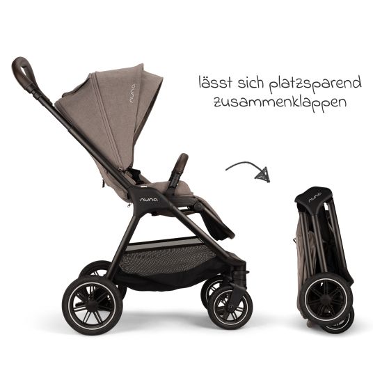 Nuna Buggy & pushchair TRIV next up to 22 kg with magnetic belt buckle, convertible all-weather seat, height-adjustable push bar - only 8.9 kg incl. adapter & rain cover - Cedar