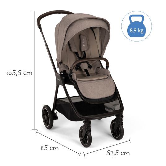 Nuna Buggy & pushchair TRIV next up to 22 kg with magnetic belt buckle, convertible all-weather seat, height-adjustable push bar - only 8.9 kg incl. adapter & rain cover - Cedar