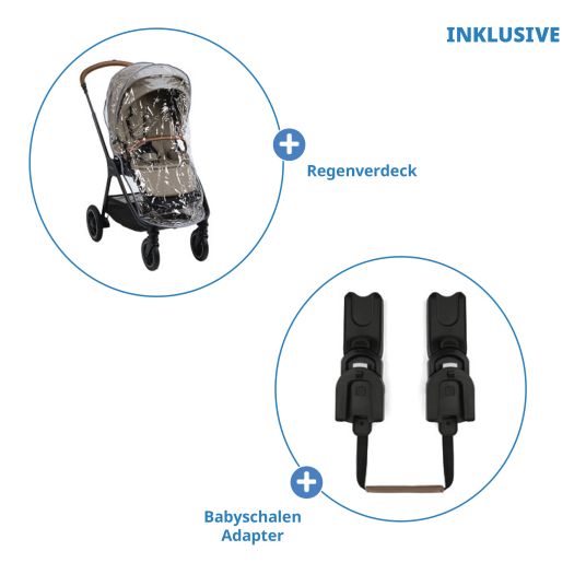 Nuna Buggy & pushchair TRIV next up to 22 kg with magnetic belt buckle, convertible all-weather seat, height-adjustable push bar - only 8.9 kg incl. adapter & rain cover - Cedar