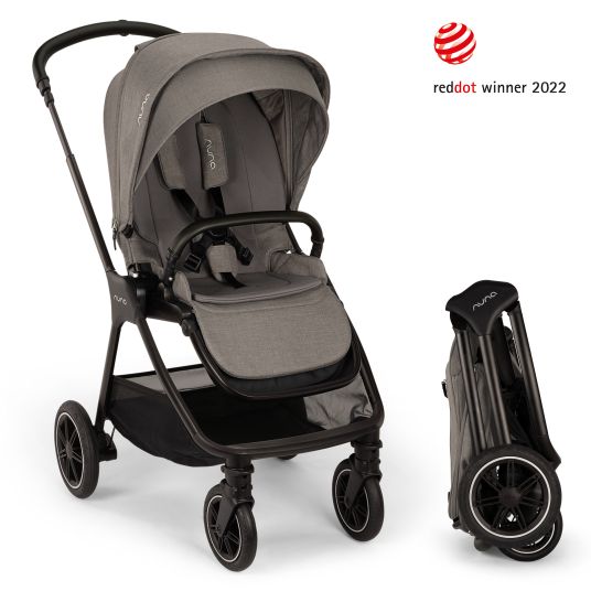 Nuna Buggy & Sportwagen TRIV next bis 22 kg mit magnetischem Gurtverschluss, umsetzbarem Allwettersitz, höhenverstellbarem Schieber - nur 8,9 kg schwer inkl. Adapter & Regenschutz - Granite