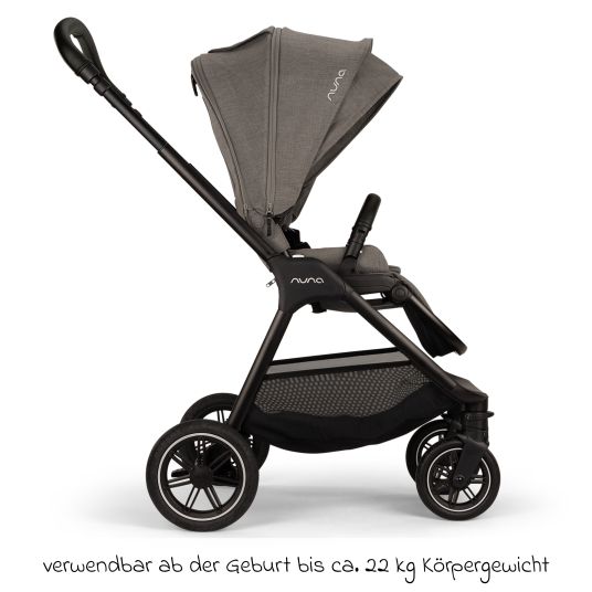 Nuna Buggy & pushchair TRIV next up to 22 kg with magnetic belt buckle, convertible all-weather seat, height-adjustable push bar - only 8.9 kg incl. adapter & rain cover - Granite