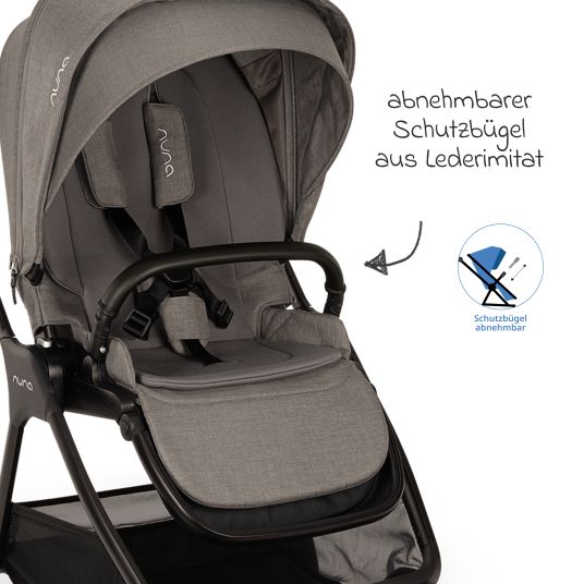 Nuna Buggy & pushchair TRIV next up to 22 kg with magnetic belt buckle, convertible all-weather seat, height-adjustable push bar - only 8.9 kg incl. adapter & rain cover - Granite