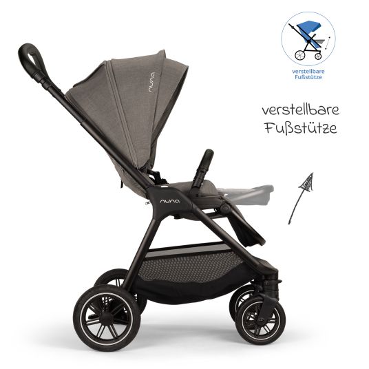 Nuna Buggy & pushchair TRIV next up to 22 kg with magnetic belt buckle, convertible all-weather seat, height-adjustable push bar - only 8.9 kg incl. adapter & rain cover - Granite