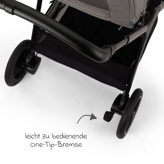 Nuna Buggy & Sportwagen TRIV next bis 22 kg mit magnetischem Gurtverschluss, umsetzbarem Allwettersitz, höhenverstellbarem Schieber - nur 8,9 kg schwer inkl. Adapter & Regenschutz - Granite