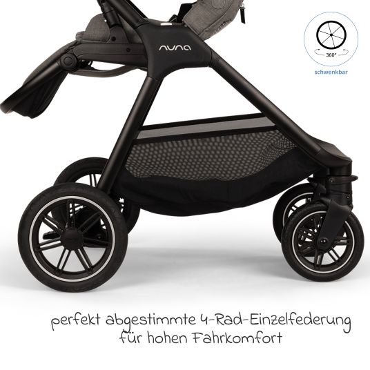 Nuna Buggy & Sportwagen TRIV next bis 22 kg mit magnetischem Gurtverschluss, umsetzbarem Allwettersitz, höhenverstellbarem Schieber - nur 8,9 kg schwer inkl. Adapter & Regenschutz - Granite