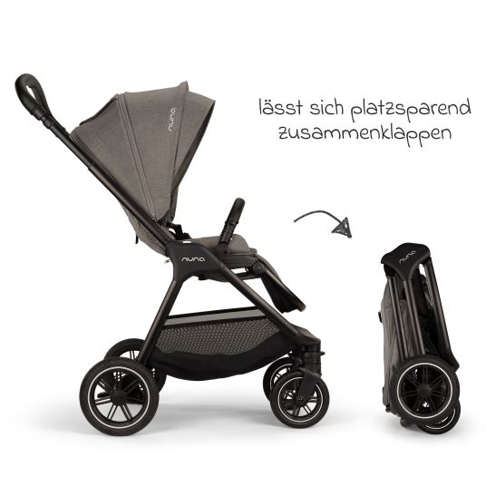 Nuna Buggy & Sportwagen TRIV next bis 22 kg mit magnetischem Gurtverschluss, umsetzbarem Allwettersitz, höhenverstellbarem Schieber - nur 8,9 kg schwer inkl. Adapter & Regenschutz - Granite