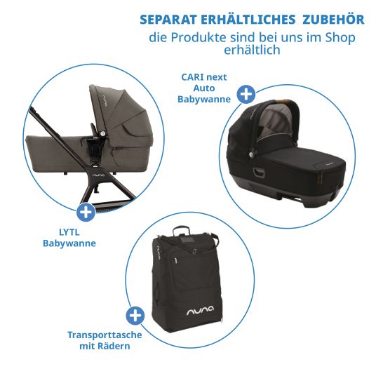 Nuna Buggy & Sportwagen TRIV next bis 22 kg mit magnetischem Gurtverschluss, umsetzbarem Allwettersitz, höhenverstellbarem Schieber - nur 8,9 kg schwer inkl. Adapter & Regenschutz - Granite