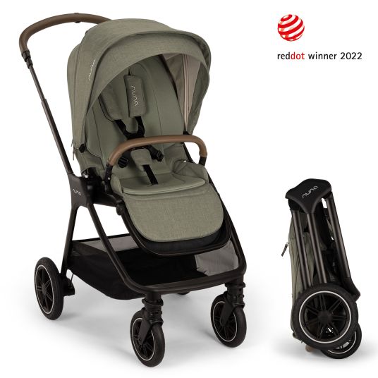 Nuna Buggy & Sportwagen TRIV next bis 22 kg mit magnetischem Gurtverschluss, umsetzbarem Allwettersitz, höhenverstellbarem Schieber - nur 8,9 kg schwer inkl. Adapter & Regenschutz - Pine