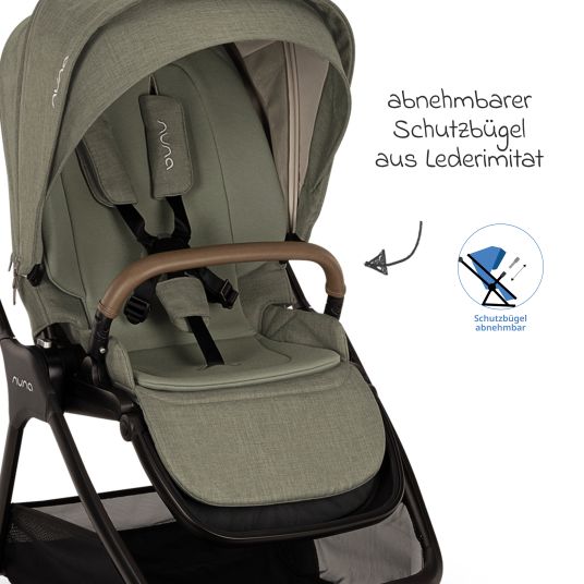 Nuna Buggy & pushchair TRIV next up to 22 kg with magnetic belt buckle, convertible all-weather seat, height-adjustable push bar - only 8.9 kg incl. adapter & rain cover - Pine