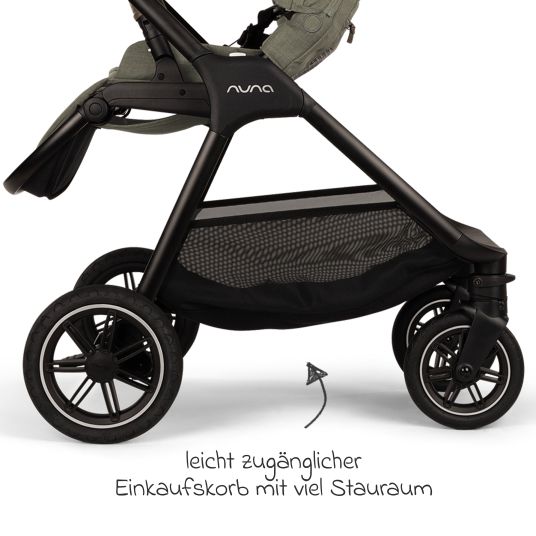 Nuna Passeggino e carrozzina TRIV next fino a 22 kg con chiusura magnetica, seggiolino convertibile per tutte le stagioni, maniglione regolabile in altezza - solo 8,9 kg incluso adattatore e parapioggia - Pino