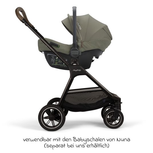 Nuna Buggy & Sportwagen TRIV next bis 22 kg mit magnetischem Gurtverschluss, umsetzbarem Allwettersitz, höhenverstellbarem Schieber - nur 8,9 kg schwer inkl. Adapter & Regenschutz - Pine