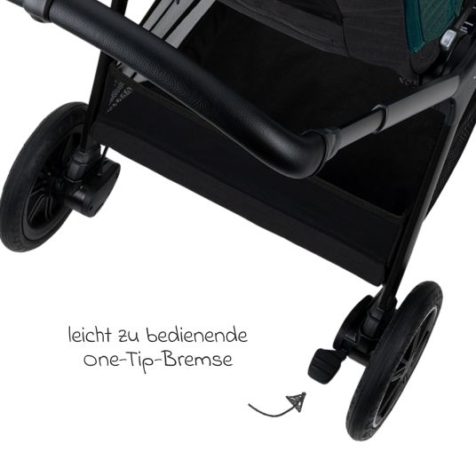 Nuna Buggy & pushchair TRIV next with reclining function, convertible all-weather seat, telescopic pushchair only 8.9 kg, incl. adapter & rain cover - Lagoon