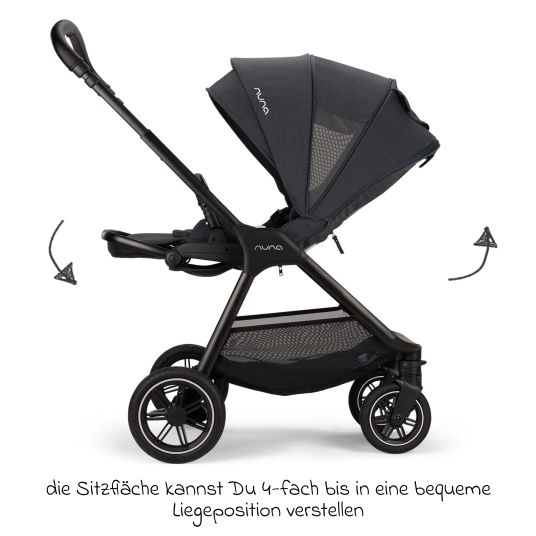 Nuna Buggy & pushchair TRIV next with reclining function, convertible all-weather seat, telescopic pushchair only 8.9 kg, incl. adapter & rain cover - Ocean