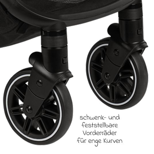 Nuna Buggy & pushchair TRVL up to 22 kg load capacity only 7 kg light with reclining function incl. rain cover & carry bag - Caviar