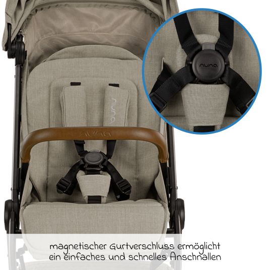 Nuna Buggy & pushchair TRVL up to 22 kg load capacity only 7 kg light with reclining function incl. rain cover & carry bag - Hazelwood