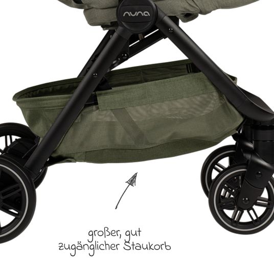 Nuna Buggy & Sportwagen TRVL bis 22 kg belastbar nur 7 kg leicht mit Liegefunktion inkl. Regenschutz & Transporttasche - Pine