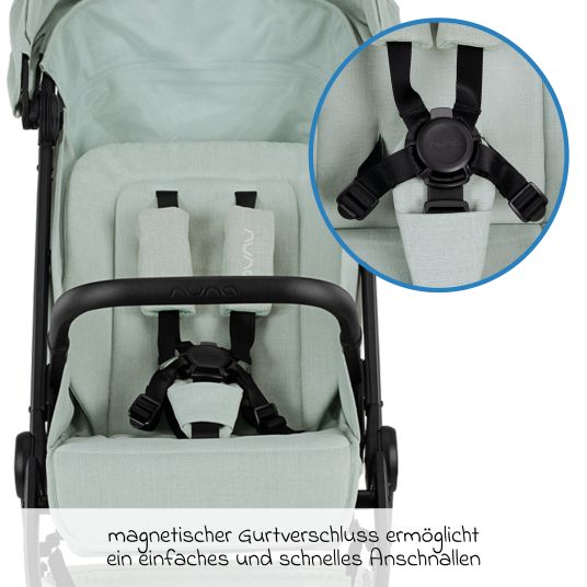 Nuna Buggy & pushchair TRVL up to 22 kg load capacity only 7 kg light with reclining function incl. rain cover & carry bag - Seafoam