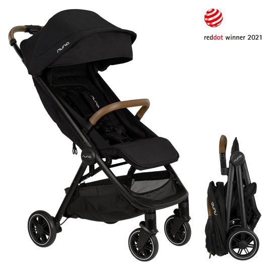 Nuna Buggy & Sportwagen TRVL Lx bis 22 kg mit magnetischem Gurtverschluss, automatischem Faltmechanismus inkl. Regenschutz & Transporttasche - Caviar