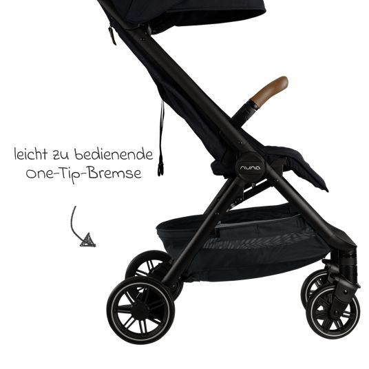 Nuna Buggy & Sportwagen TRVL Lx bis 22 kg mit magnetischem Gurtverschluss, automatischem Faltmechanismus inkl. Regenschutz & Transporttasche - Caviar