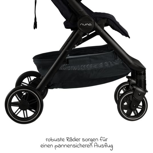 Nuna Buggy & Sportwagen TRVL Lx bis 22 kg mit magnetischem Gurtverschluss, automatischem Faltmechanismus inkl. Regenschutz & Transporttasche - Caviar