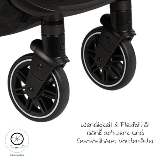 Nuna Buggy & pushchair TRVL Lx up to 22 kg with magnetic belt buckle, automatic folding mechanism incl. rain cover & carry bag - Caviar