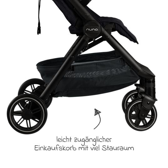 Nuna Buggy & pushchair TRVL Lx up to 22 kg with magnetic belt buckle, automatic folding mechanism incl. rain cover & carry bag - Caviar