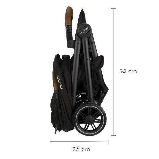 Nuna Buggy & pushchair TRVL Lx up to 22 kg with magnetic belt buckle, automatic folding mechanism incl. rain cover & carry bag - Caviar