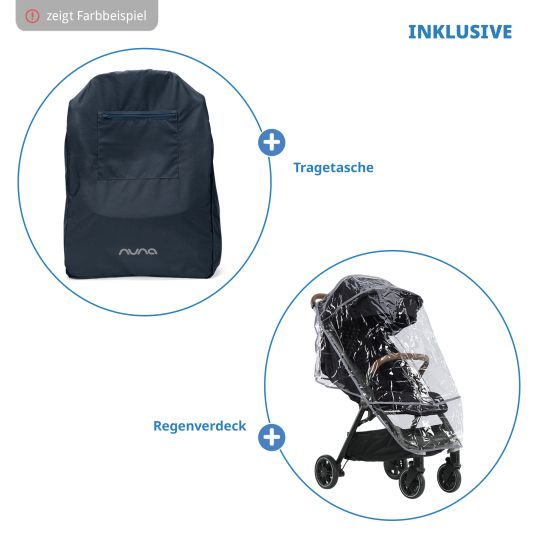 Nuna Buggy & pushchair TRVL Lx up to 22 kg with magnetic belt buckle, automatic folding mechanism incl. rain cover & carry bag - Caviar